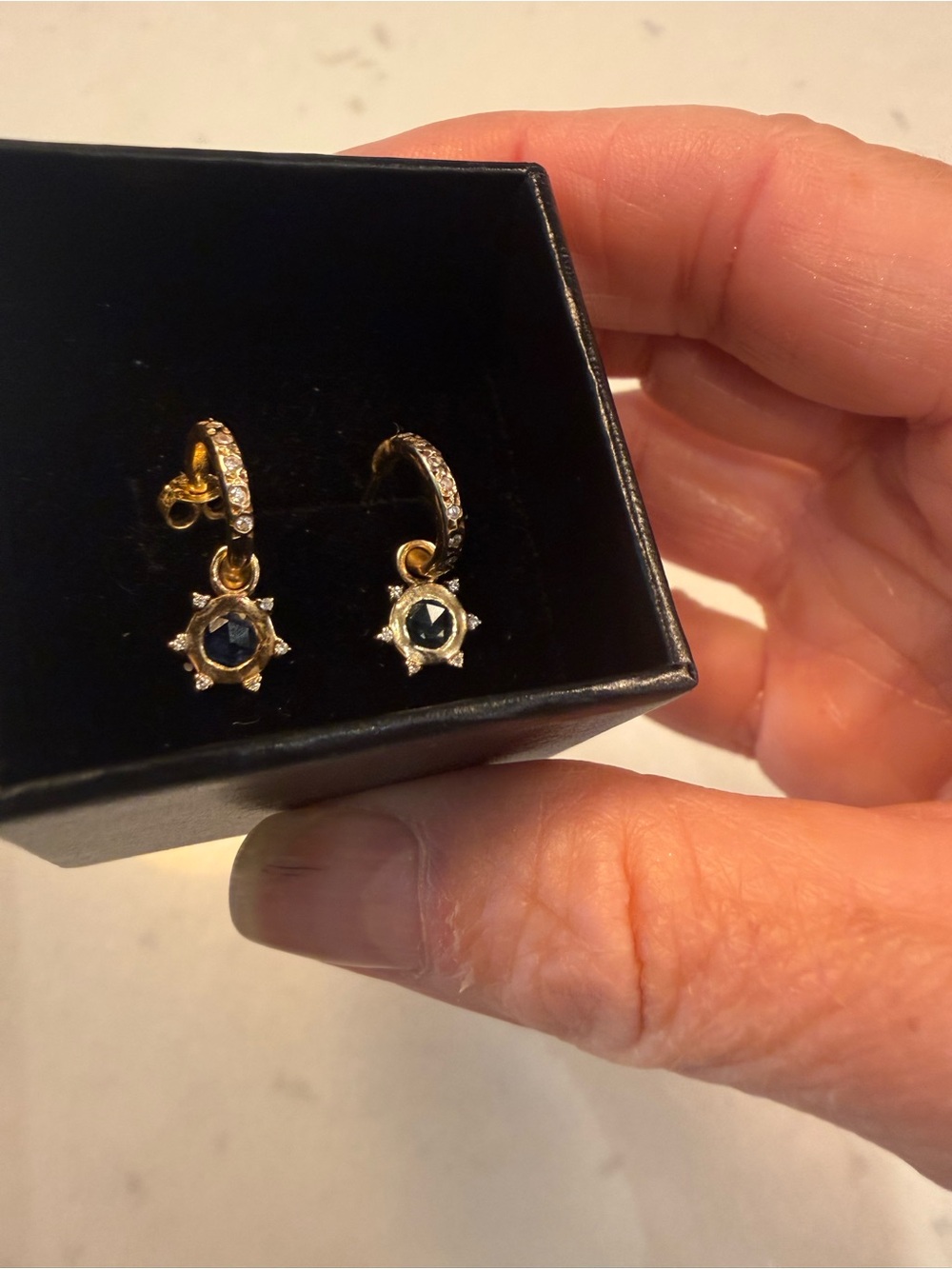 Scosha saphire  drop diamond hoops